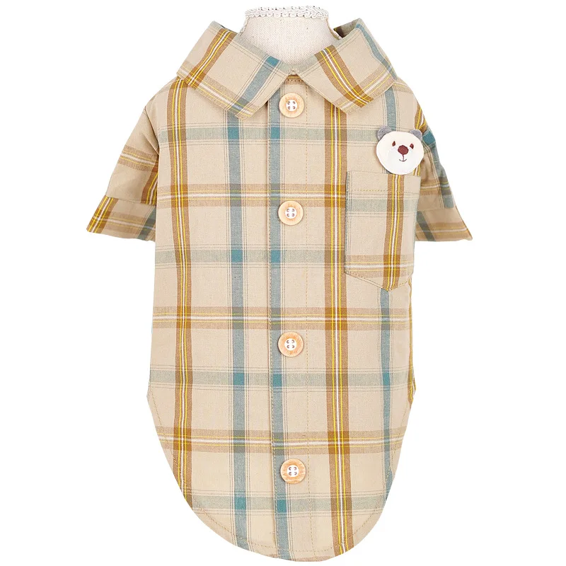 Camisa a cuadros para primavera/verano para mascotas, camiseta para perros, perro pequeño, oso de peluche fino, Top a cuadros, ropa para cachorros de verano - imagen 5