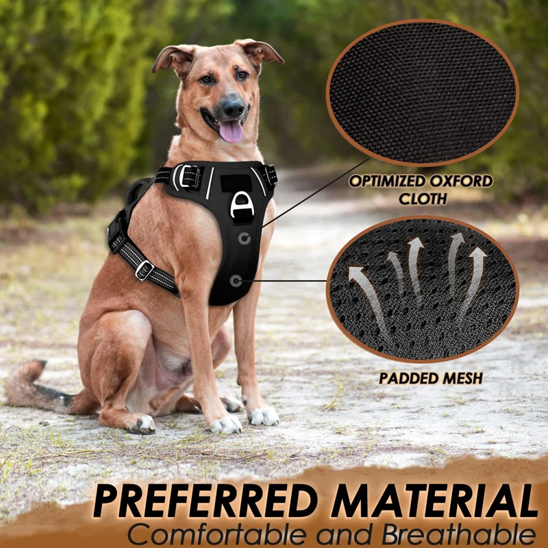 Benepaw-arnés para perro sin extracción, mango de fácil Control, arnés reflectante para mascotas, 2 Clips de correa, chaleco acolchado suave ajustable para perro - imagen 2