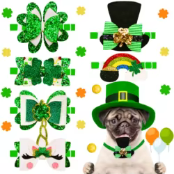 Lazo verde San Patricio perro gato pequeño moda peluquería accesorio
