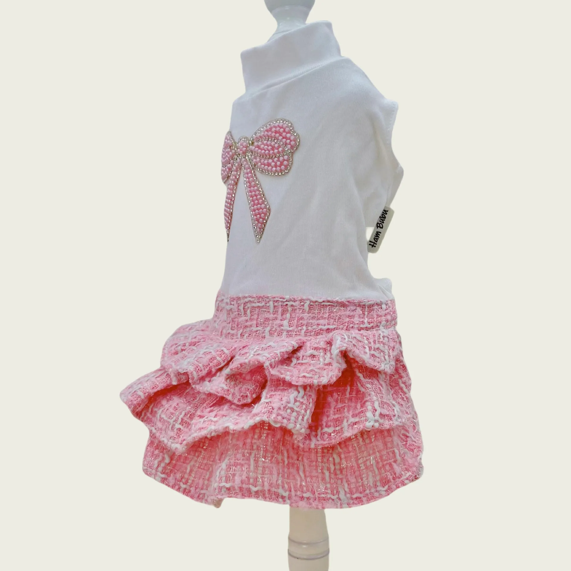Vestido princesa pedrería rosa primavera verano para perros pequeños - imagen 2