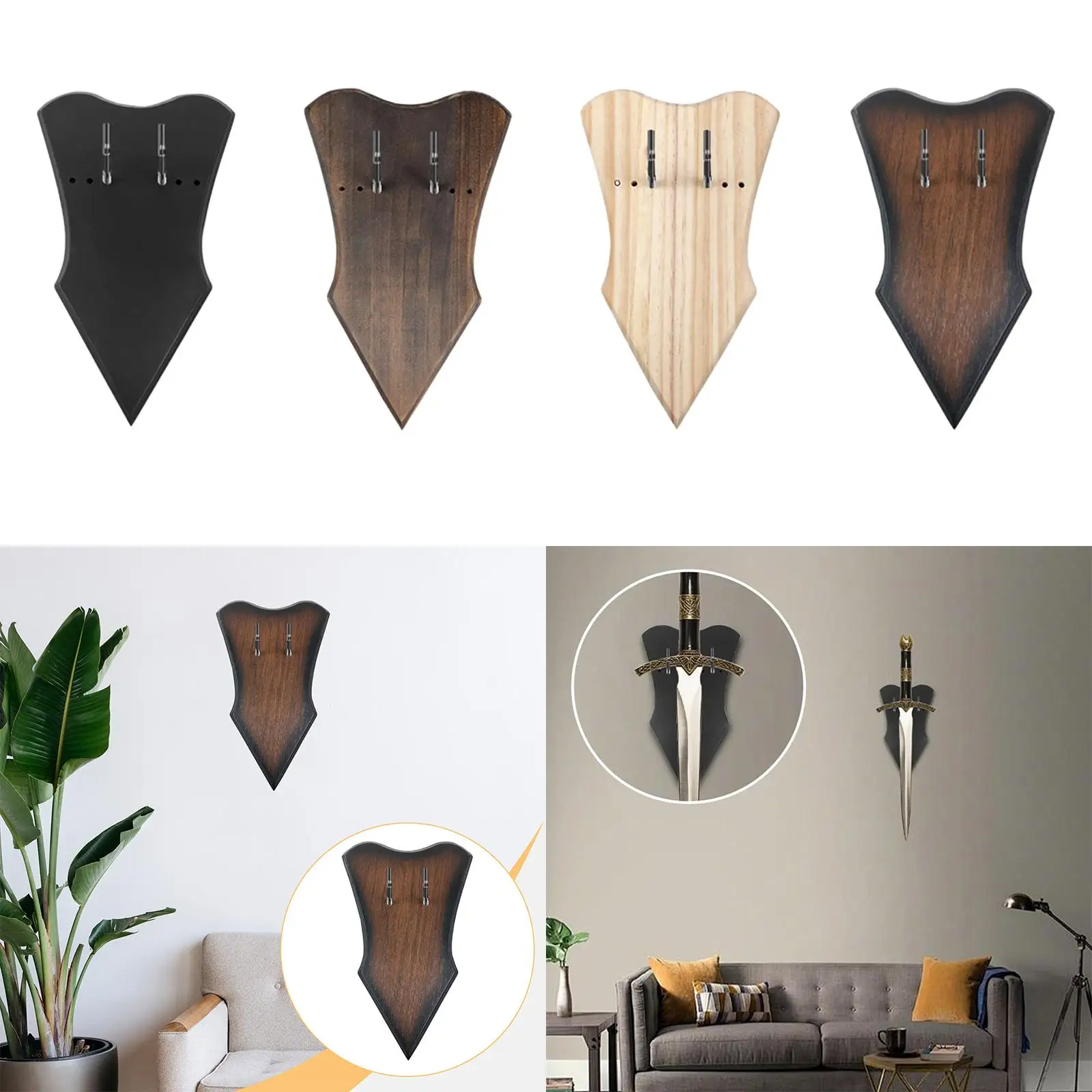 Sword Stand Hanging Board Wooden Sword Wall Mount for Housewarming Gift