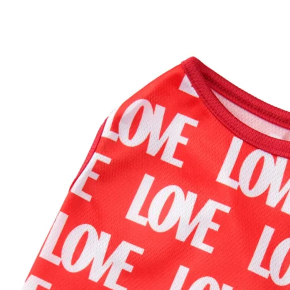 Ropa de verano para perros pequeños y medianos, chaleco transpirable de lujo con estampado de corazón de amor para mascotas, camiseta suave y bonita para cachorros, disfraz de Bulldog XS-XL - imagen 5
