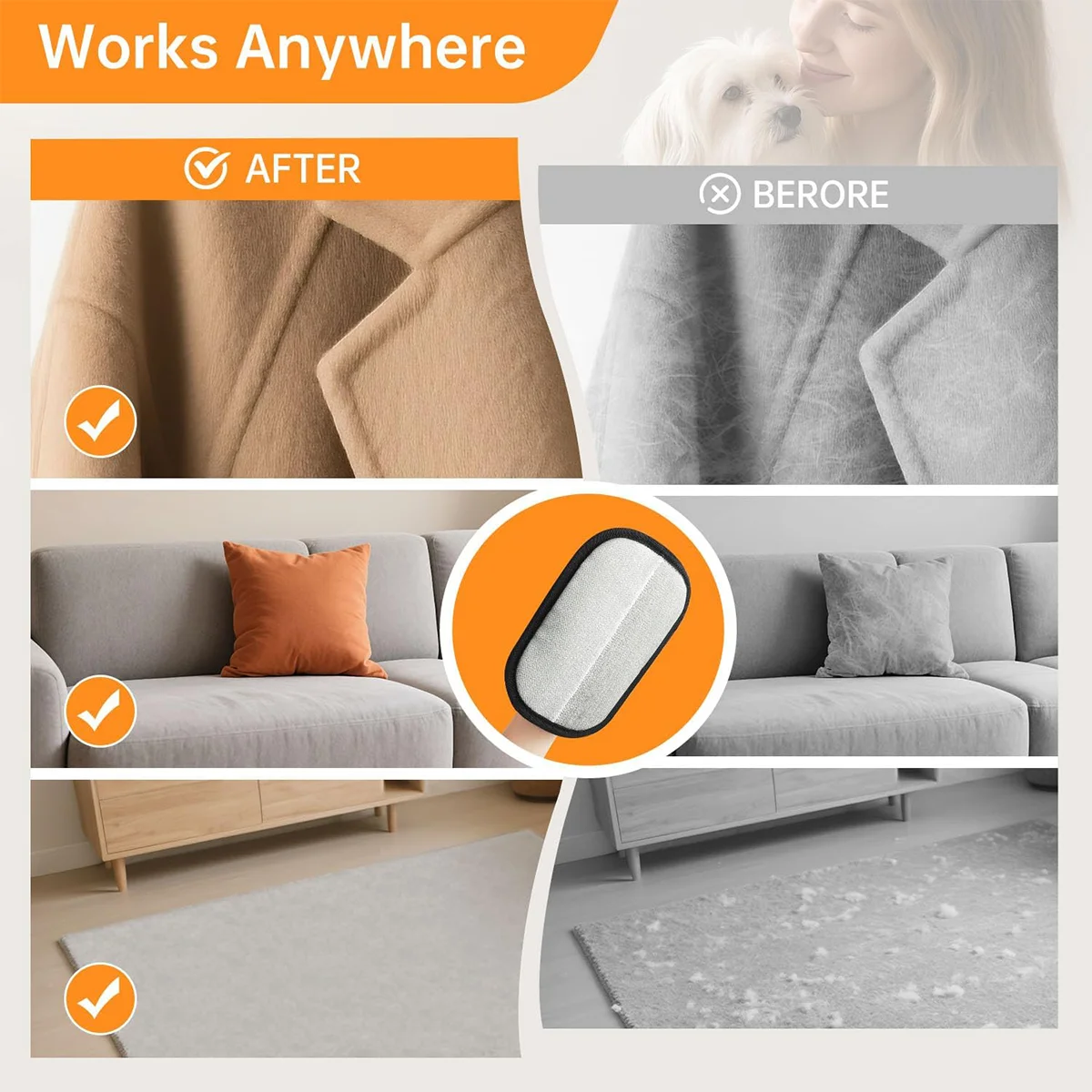 1 Uds. Cepillo de guantes para depilación de mascotas, herramienta de guante de aseo para quitar el pelo electrostático reutilizable para perros y gatos - imagen 5