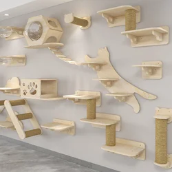 Rascador de pared para gatos con hamaca estantes escaladora