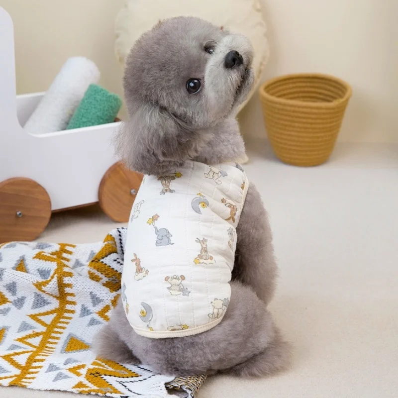 Chaqueta de plumón para perro, ropa cálida de invierno para perro, chaqueta con estampado de dibujos animados para cachorro, abrigo de algodón suave, chaleco para gato, cárdigan, disfraz para mascota - imagen 2