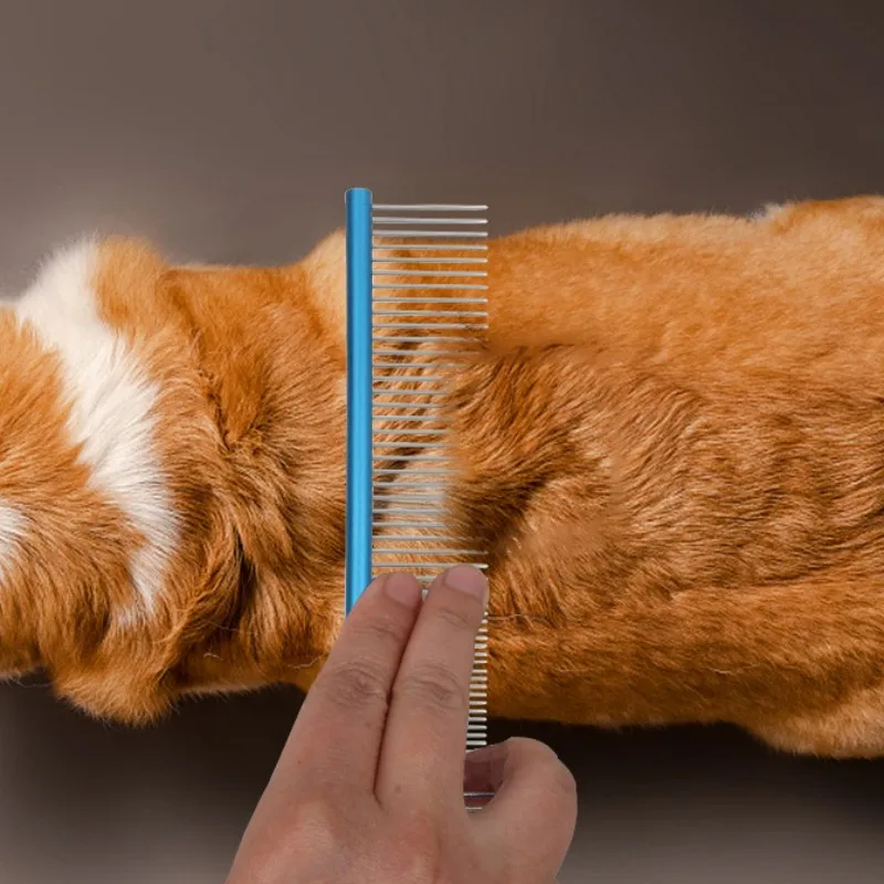 Peine de acero inoxidable para perros, cepillo de aseo con doble diente, removedor de pelo, apertura de nudo, masaje, suministros para mascotas - imagen 2