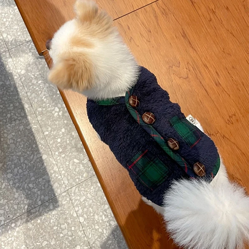 Abrigo de lana para perros pequeños, ropa navideña para perros con bufanda, chaleco cálido de invierno para perros, chaqueta para Chihuahua, perro salchicha, traje navideño para perros - imagen 3