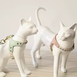 Correa y collar de cuero PU para perros y gatos pequeños