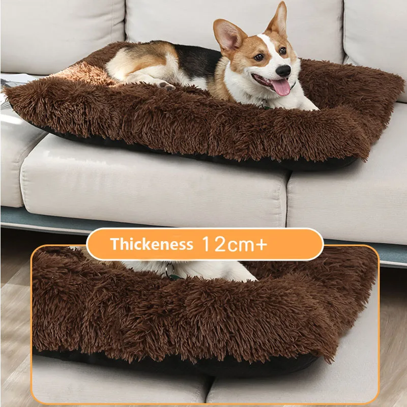 Cama rectangular de felpa larga, fondo antideslizante, sofá cama de invierno, estera para perros pequeños, Perrera de cama Chiwawa, colchón para dormir, suministros para perros XS - imagen 3