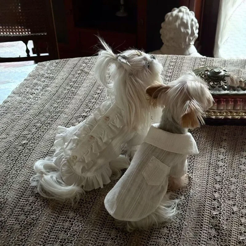 Vestido de princesa para mascotas, camisa de verano, falda de encaje, ropa cómoda para parejas de Yorkshire, vestidos finos para perros pequeños