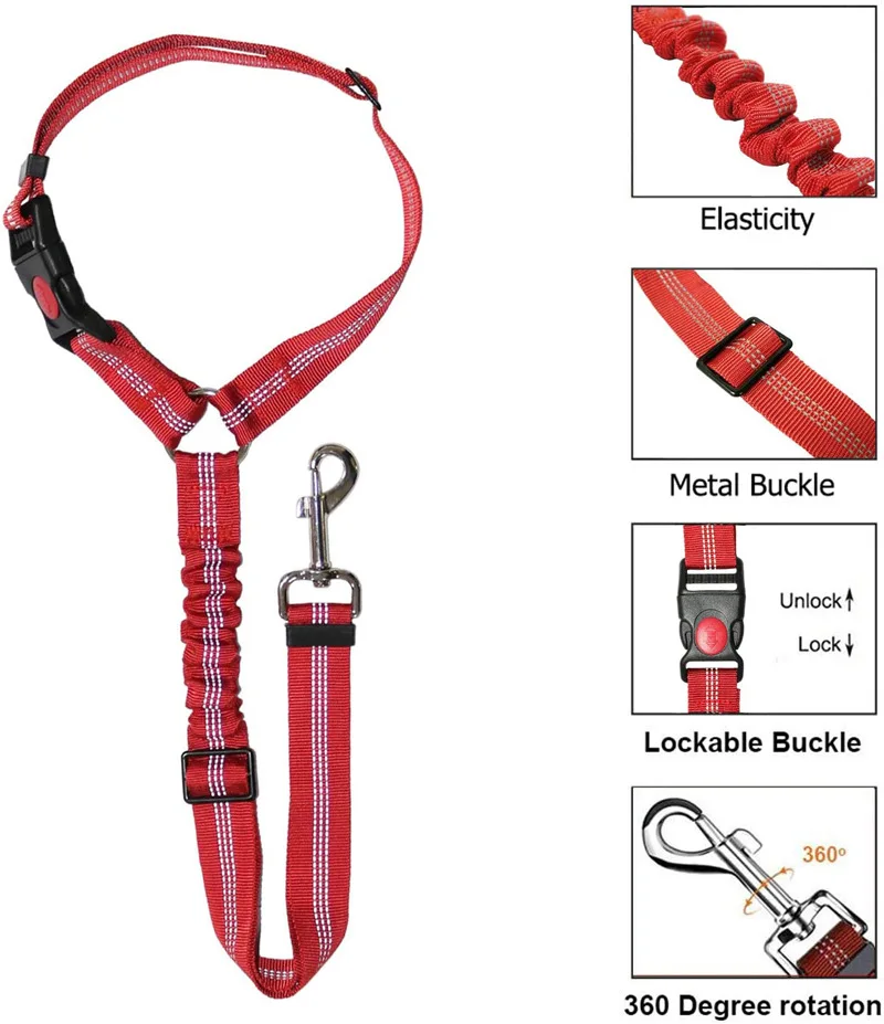 Cinturón de Seguridad para Perros en Coche – Arnés Elástico Retráctil - imagen 3