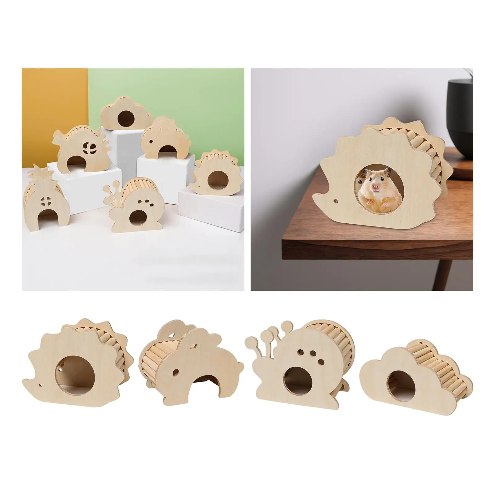 Hamster Wood House Hideout Climbing Hut DIY Cage Exercise Toys