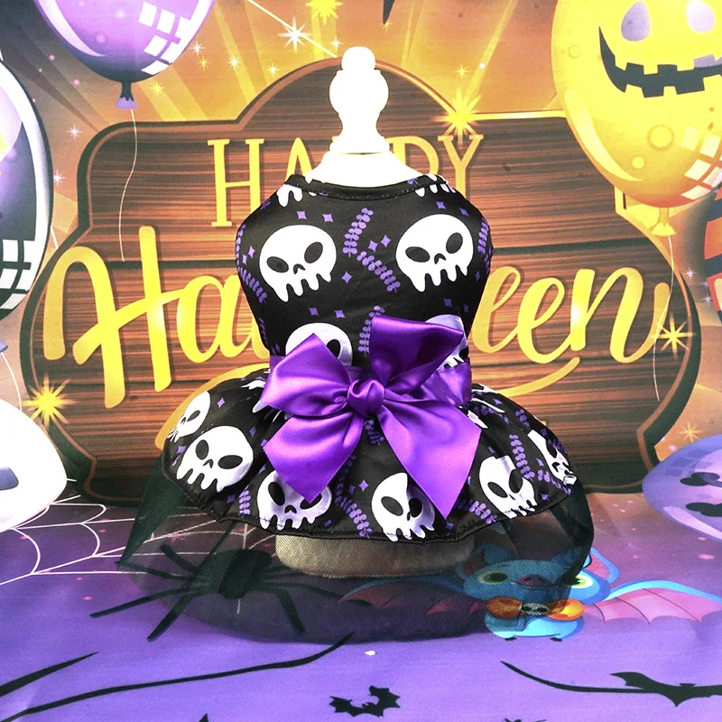 Vestido de Halloween para perro, traje de fiesta de calabaza para razas pequeñas y medianas, artículo caliente de Pomerania