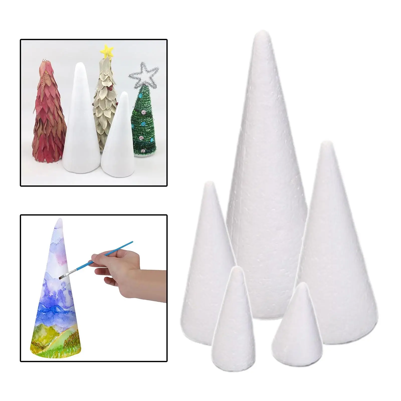 2x5Pcs Foam Cones for Crafts Christmas Tree Project for Children Kids Festival