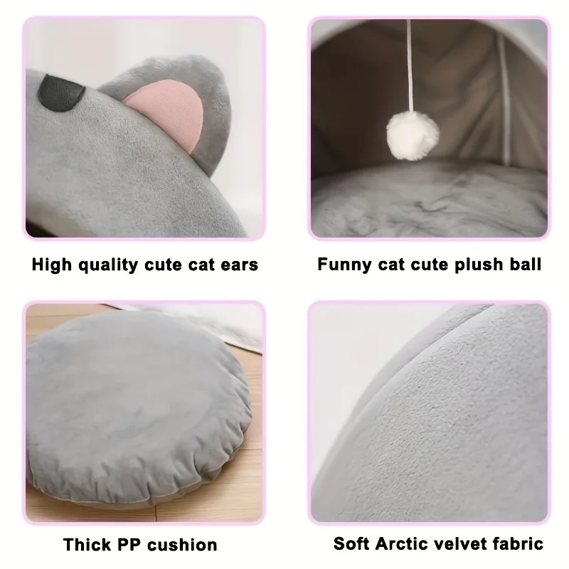 Cama nido para gatos y perros – Cesta acolchada, cueva transformable - imagen 4