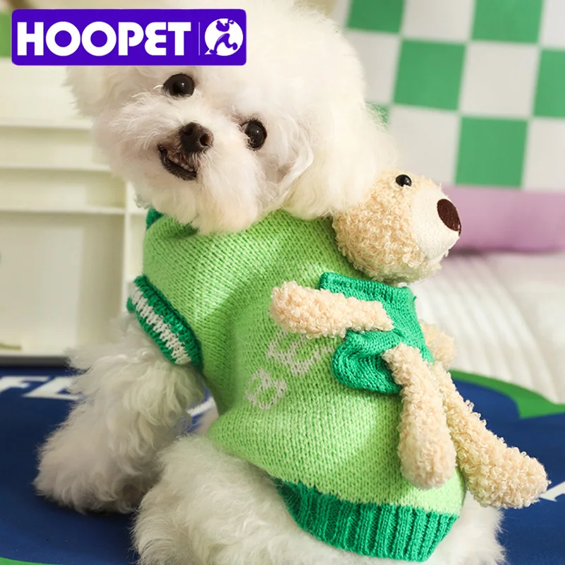 HOOPET-ropa para mascotas con oso, suéter para perro Chihuahua, chaleco de moda para perros y gatos, abrigo de peluche para perro salchicha, accesorios para mascotas