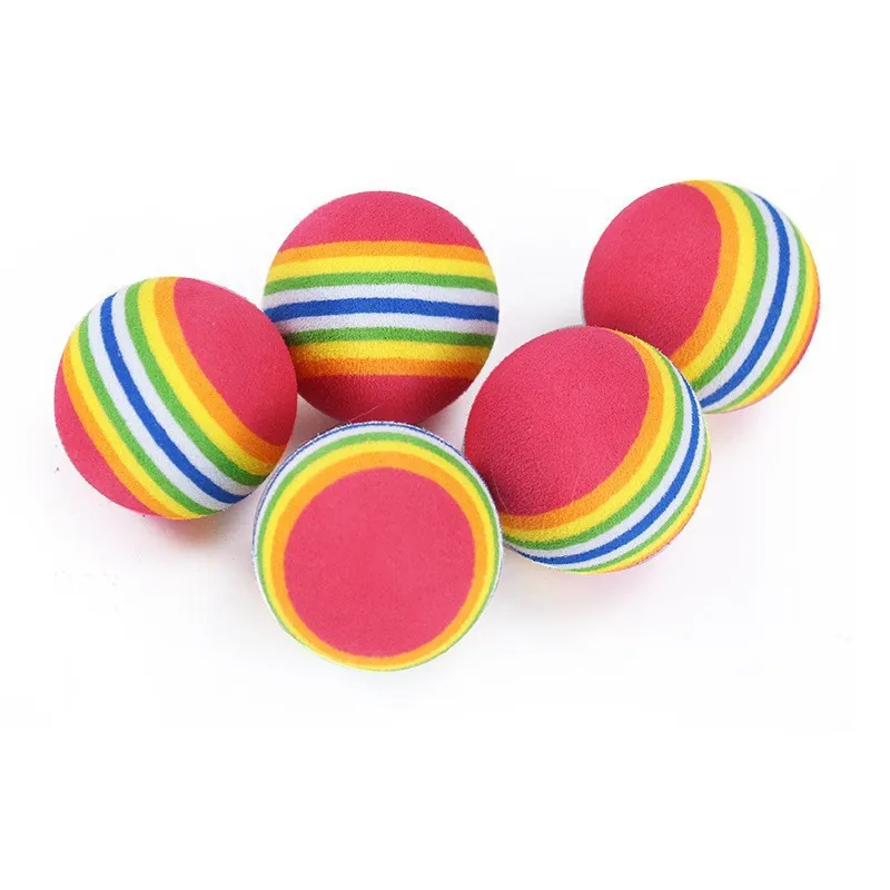 5/10 Uds. Bolas de arcoíris EVA, pelota de juguete para gatos, bolas de arcoíris elásticas coloridas, diversión para jugar con una pelota silenciosa resistente a masticar - imagen 2