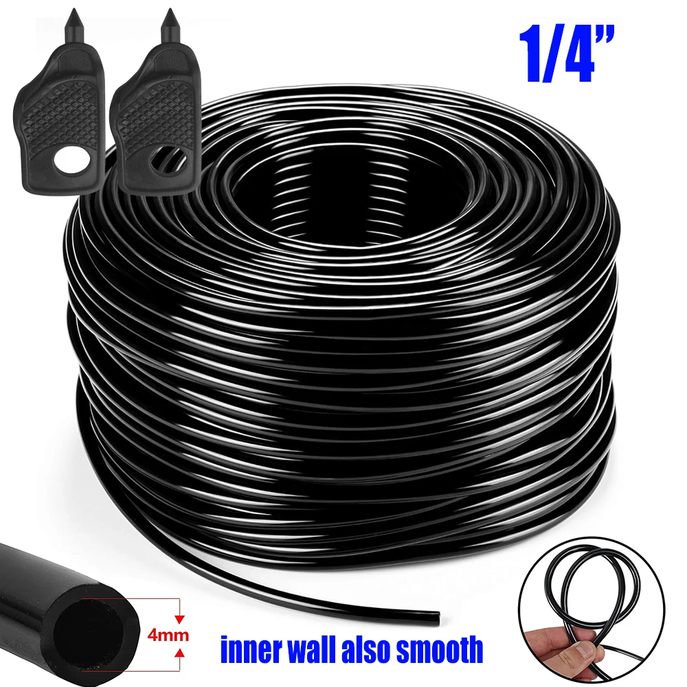 Tubo de riego por goteo de 1/4 ", línea de distribución en blanco, manguera de agua, tubo de riego de jardín para sistema de riego de jardín con punzones