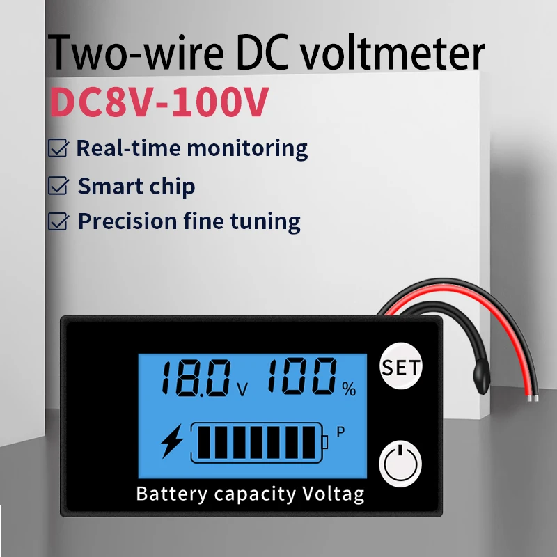 Indicador de capacidad de batería DC 8V-100V, 12V, 24V, 48V, plomo ácido, litio, LiFePO4, medidor de voltaje con alarma de temperatura - imagen 2