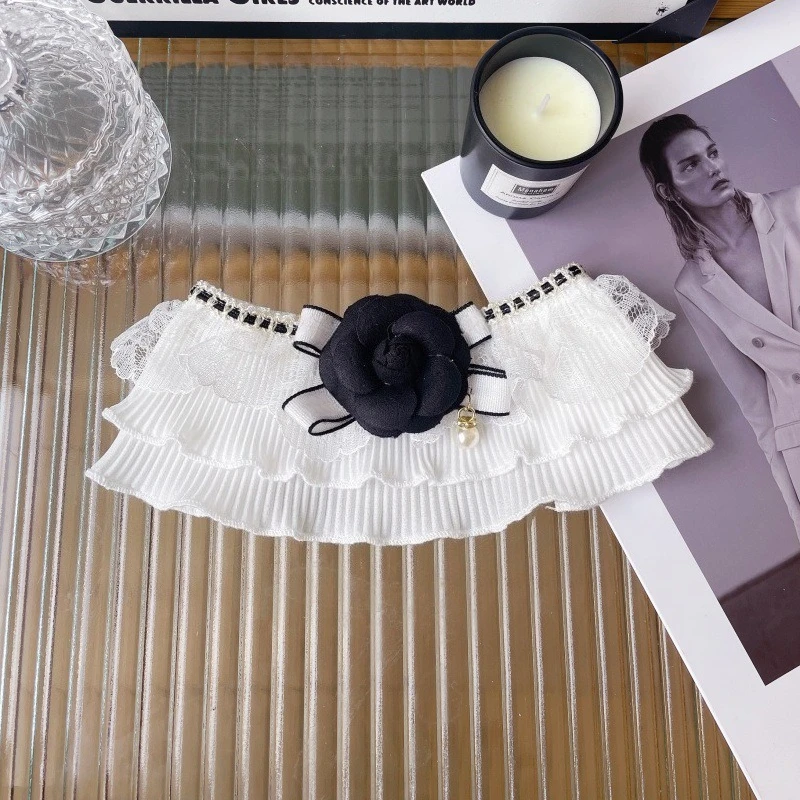 Bufanda plisada para mascotas, pajarita, toalla para babas, bufanda de flores para perros, decoración, pajarita para perros, accesorios para cachorros, accesorios para gatos - imagen 5