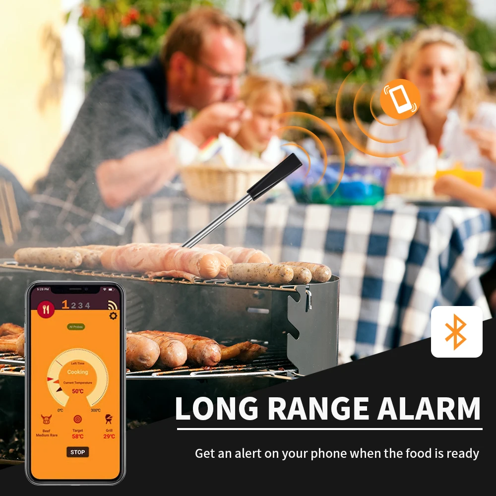 Termómetro de carne con sonda inalámbrica para horno, parrilla, barbacoa, filete, cocina, Digital, inteligente, Bluetooth, accesorios - imagen 2