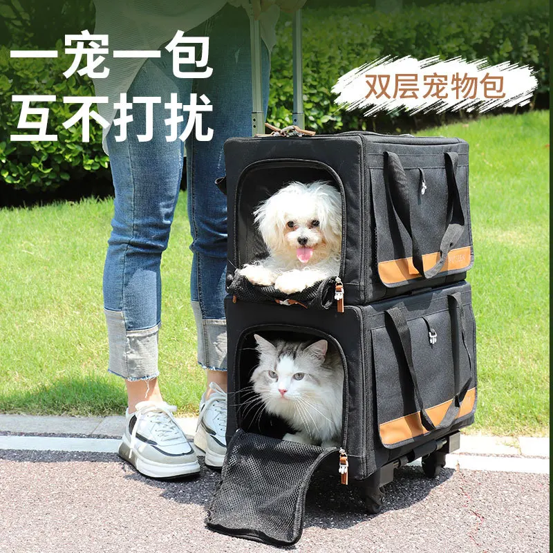 Bolsa transporte portátil dos pisos para gatos y perros - imagen 3