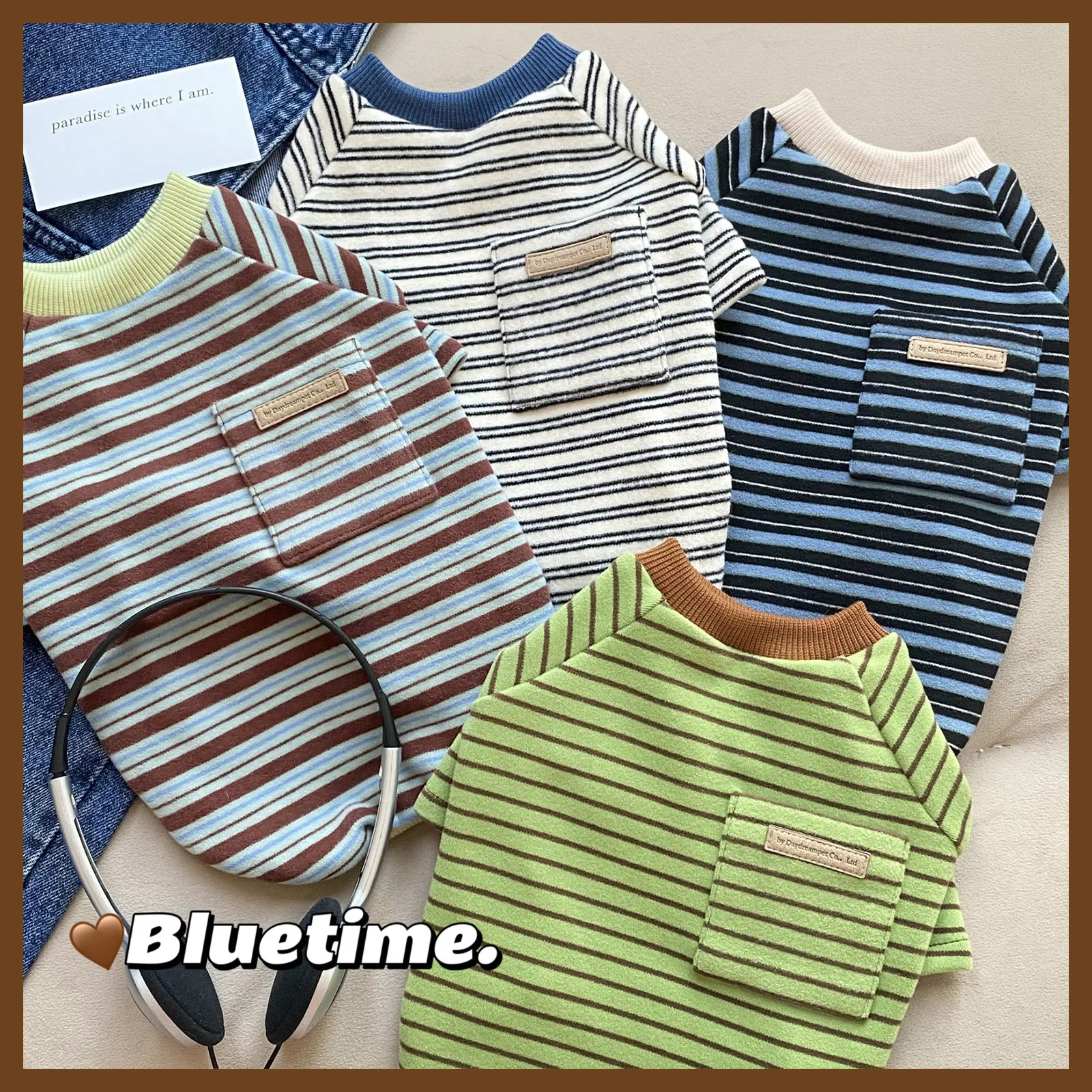 Camisa con bolsillo para perro salchicha – suave rayas otoño primavera - imagen 3