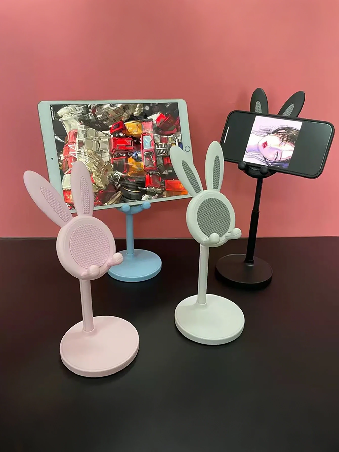 Soporte para teléfono con orejas de conejo, soporte de escritorio multifuncional de altura ajustable, 1 Uds. - imagen 5