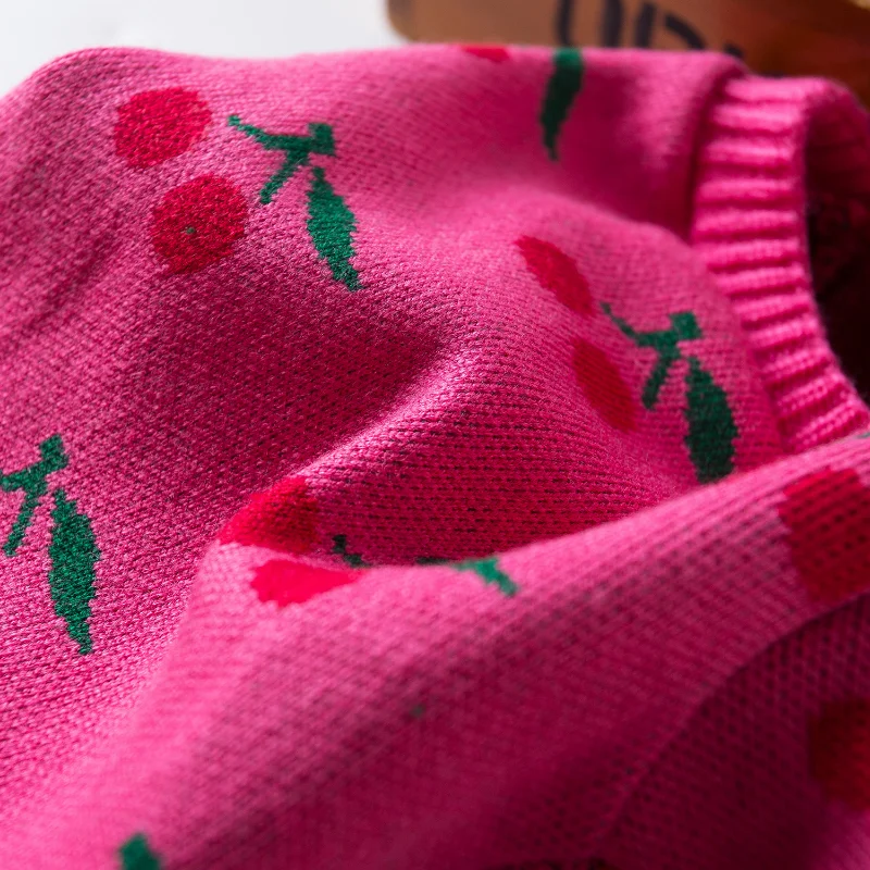 Ropa para perros de compañía, cuello alto de invierno, ropa de Navidad para perros pequeños, suéter de cereza bordado con rejilla de diamantes, ropa para cachorros, perro pequeño - imagen 4