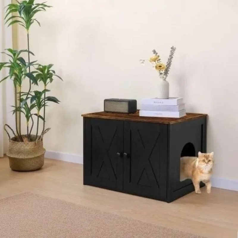 Gabinete oculto para arena para gatos, gabinete oculto para interiores, casa escondite para gatos, armarios para cama para gatos, muebles de tapicería para inodoro para mascotas - imagen 4