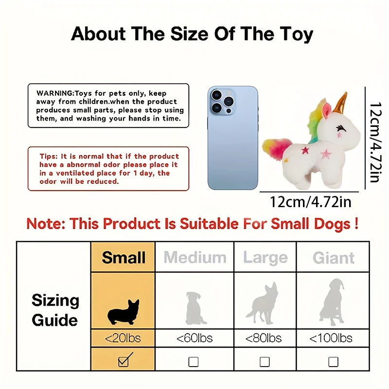 Juguete de peluche con forma de unicornio de Color aleatorio para perros, juguete interactivo para rechinar y limpiar los dientes, 1 ud. - imagen 2