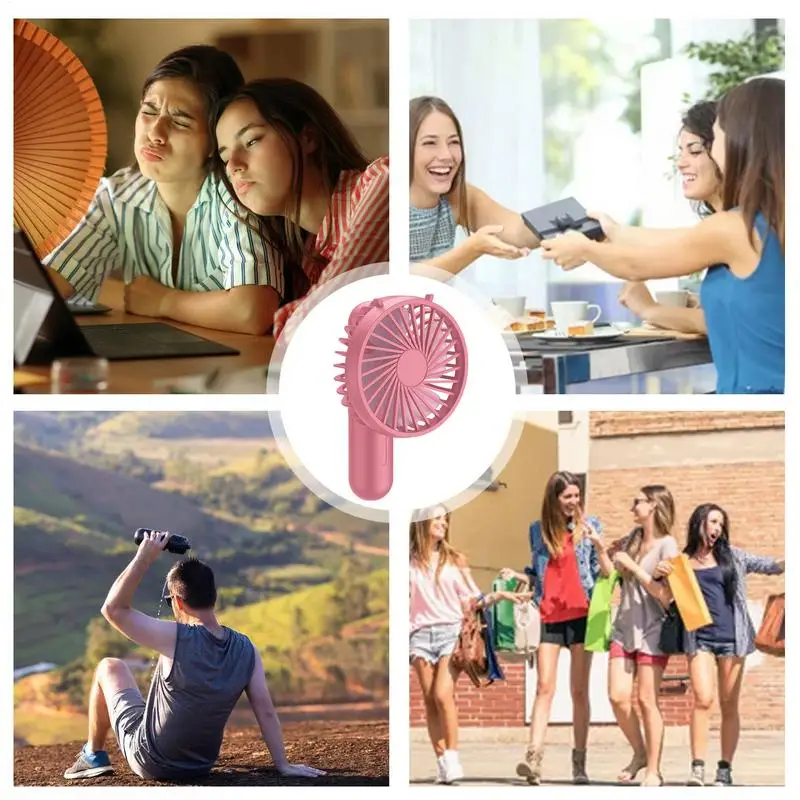 Ventilador de mano plegable, ventilador Personal de refrigeración recargable por USB, Mini ventilador de mano de 3 velocidades, batería ajustable, poco ruido - imagen 5