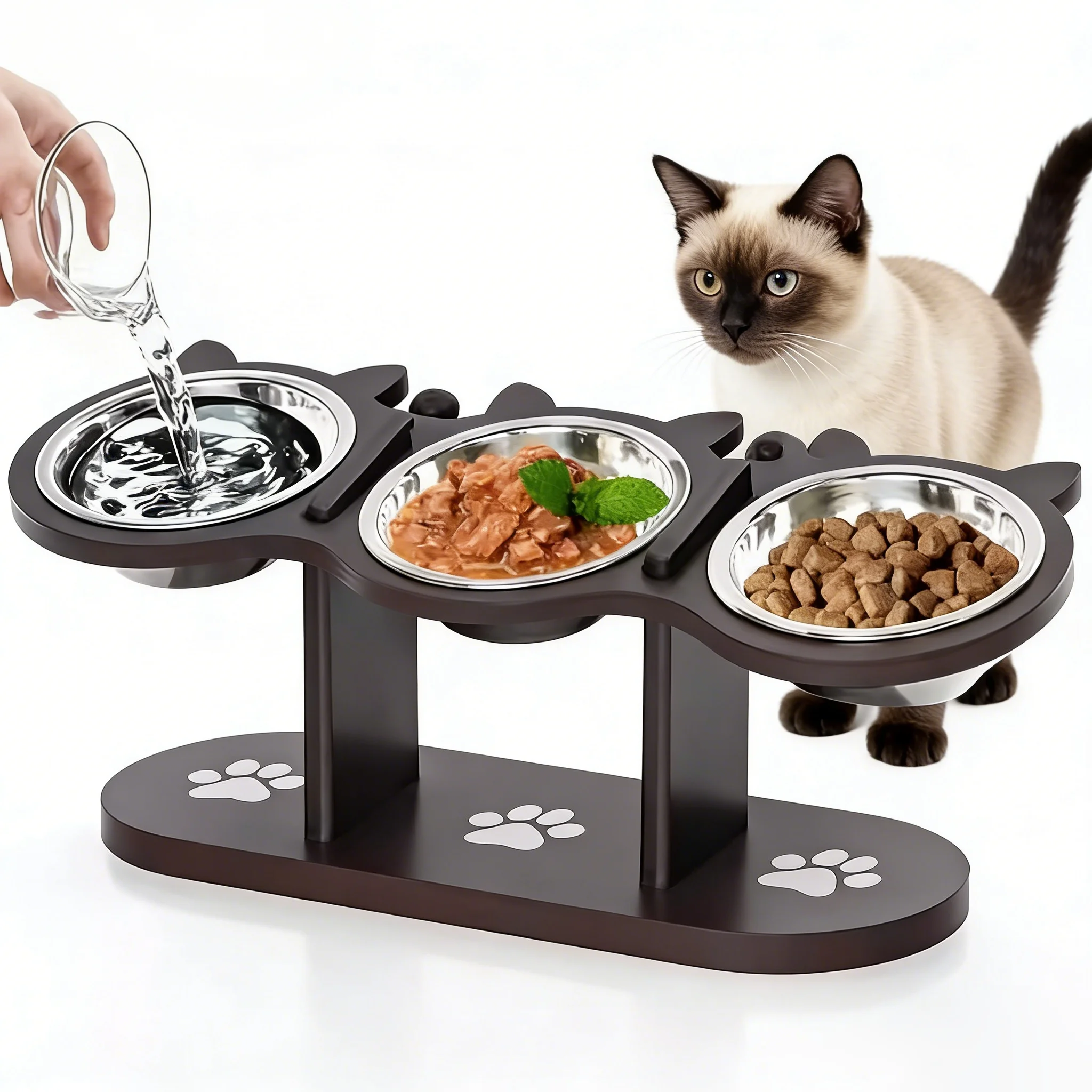 Comedero elevado para gatos ajustable y antiderrames - imagen 5