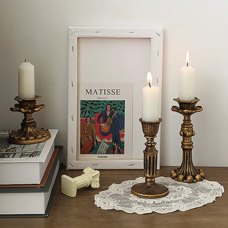 Candelabro clásico francés para decoración del hogar, candelabro nórdico Retro nostálgico, candelabro gótico para mesa de comedor, regalo - imagen 4