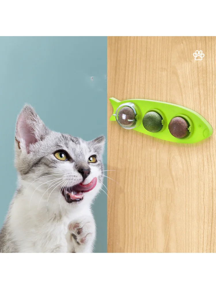 Juguete de hierba gatera natural para mascotas, giratoria 360 bola de caramelo, pasta de dientes Molar, limpieza comestible, accesorios para gatos resistentes a las mordeduras - imagen 4