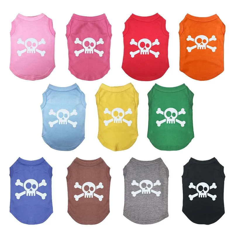 Ropa para perros con patrón de calavera, camiseta de verano para perros pequeños y medianos, chaleco de dibujos animados, disfraz para cachorros y gatos, ropa para perros, triangulación de envíos - imagen 3