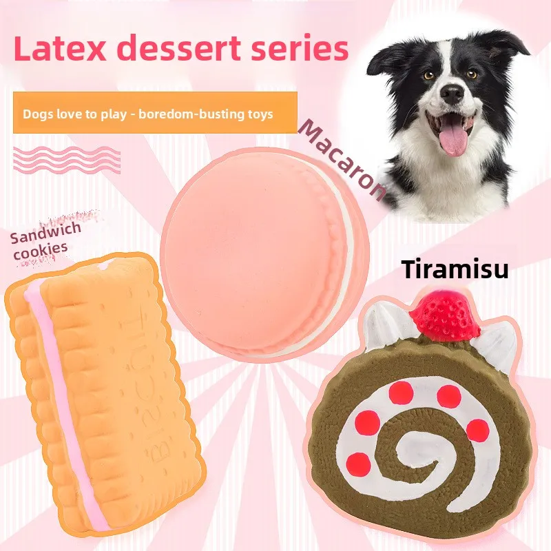 Juguete látex galleta macaron para perro resistente a mordeduras vocal