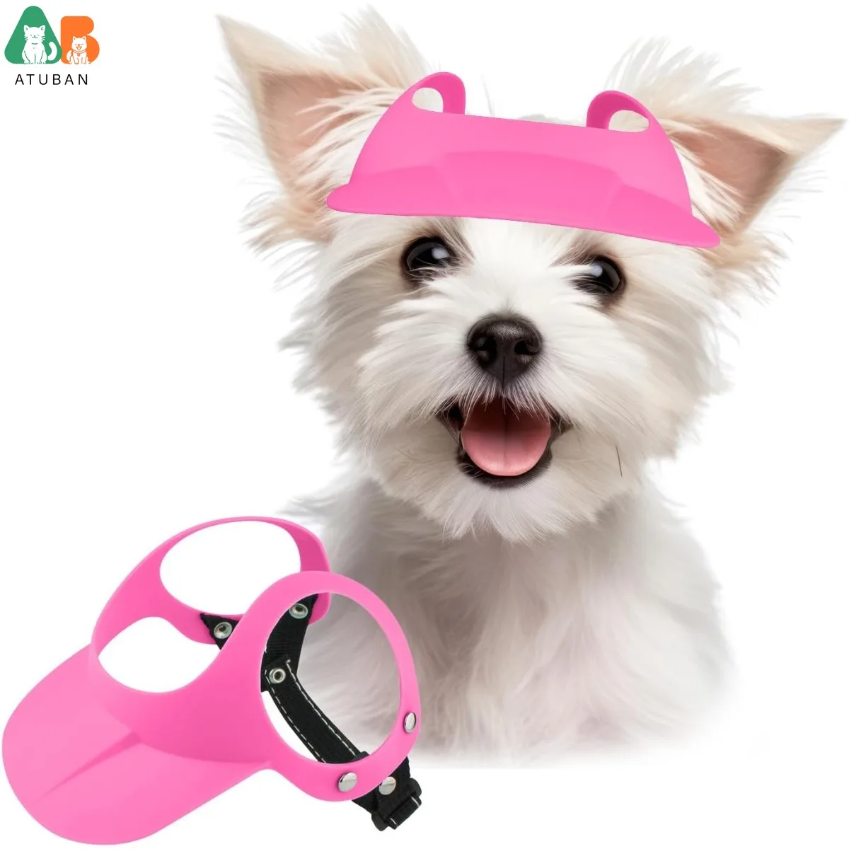 ATUBAN Sombrero para Perros S/M, Sombreros para el Sol para Perros Agujeros para las Orejas, Visera para Perrito Ajustable Deporte al Aire Libre Sombrero de Playa de Verano Gorra de Béisbol Transpirable