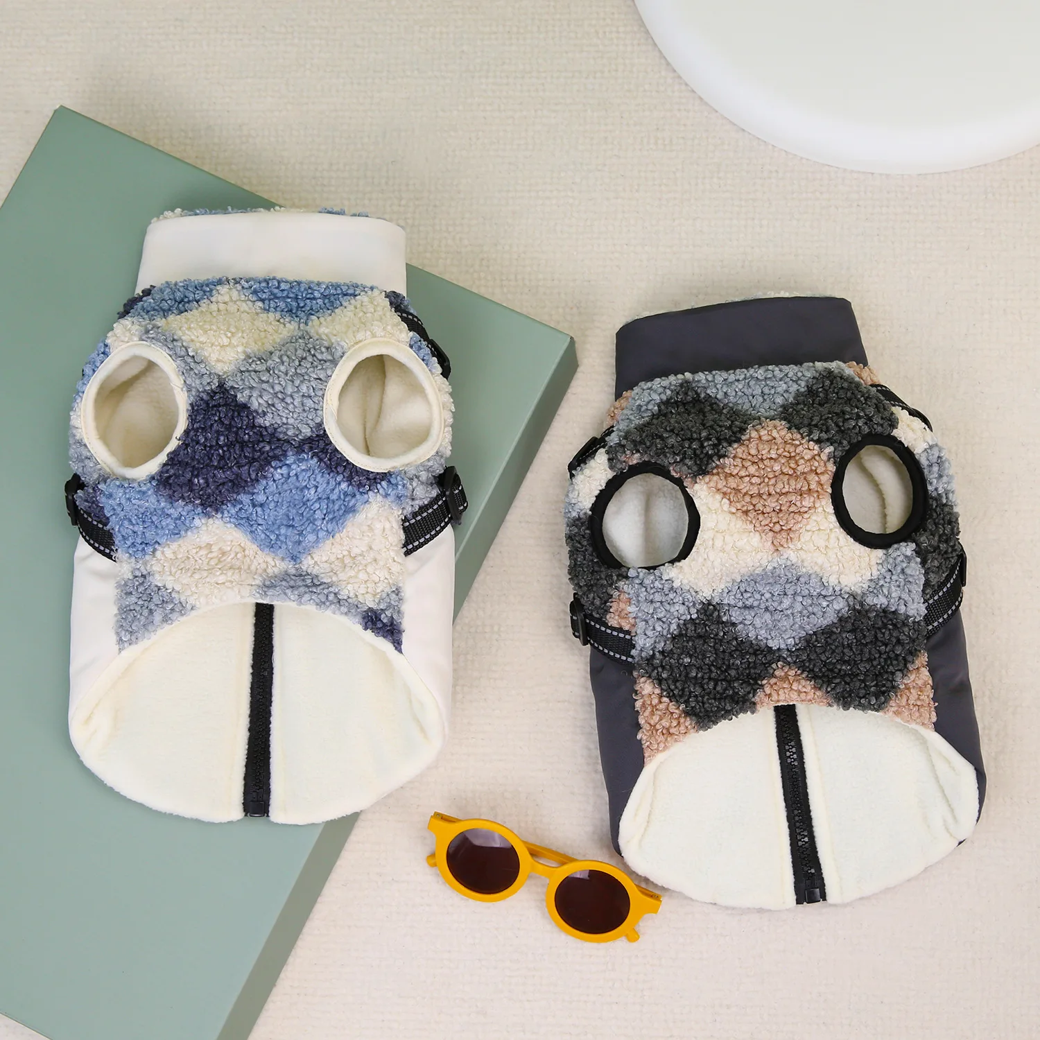 Ropa para perros grandes, chaleco de lana reflectante de invierno, chaqueta con arnés para perros grandes, perro salchicha, Labrador, correa para el pecho para mascotas, abrigo sin mangas - imagen 3