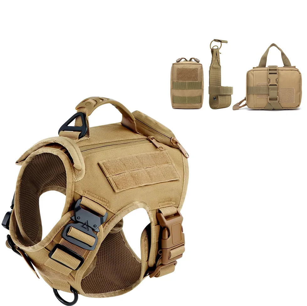 Arnés táctico para perros de estilo militar, chaleco de nailon sin extracción a prueba de escape con hebillas de liberación rápida, ajustable para perros de varios tamaños