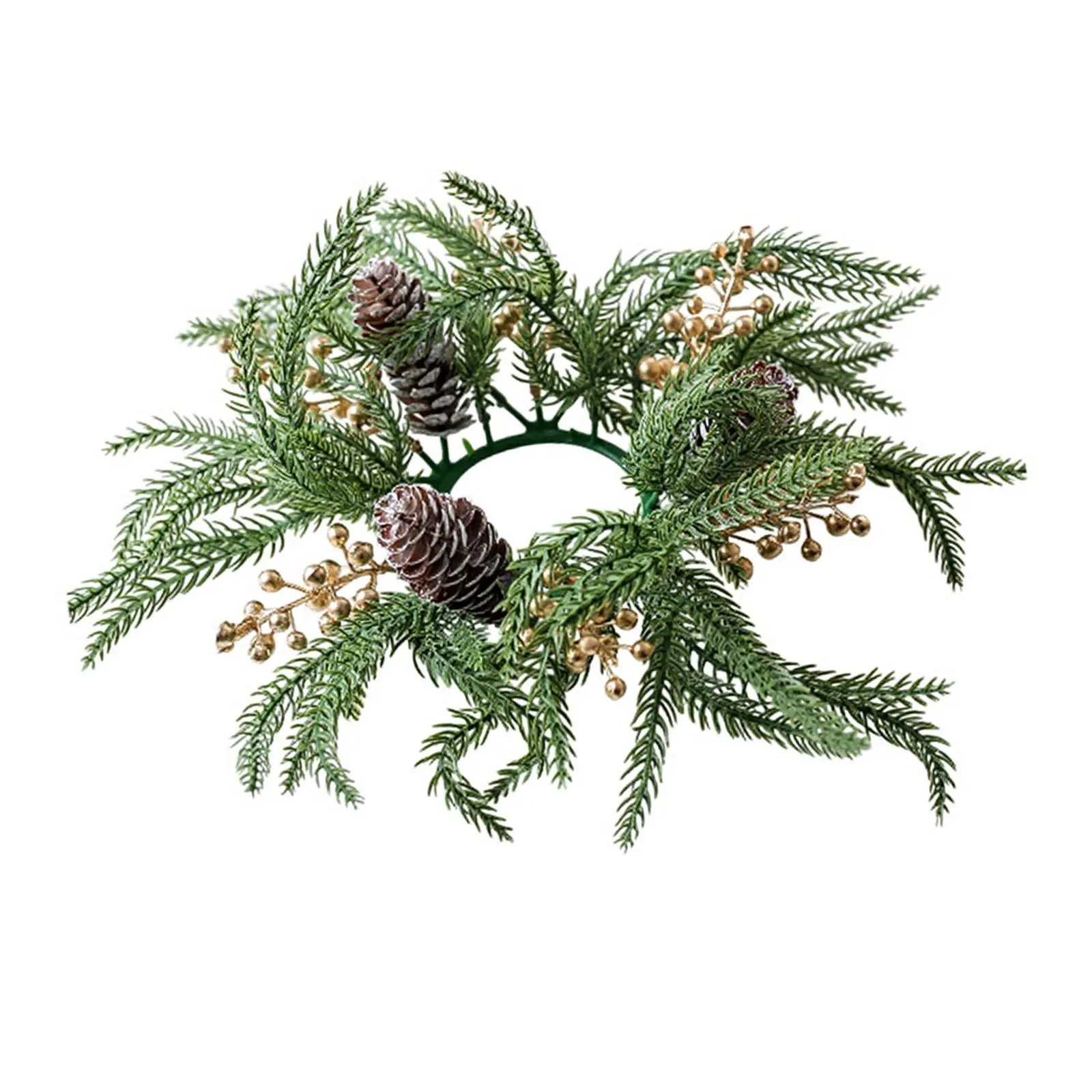 Christmas Artificial Candle Ring Wreath Creative, Decorative, Table Centerpiece Pine Needle Wreath for Holiday Living Room Desk