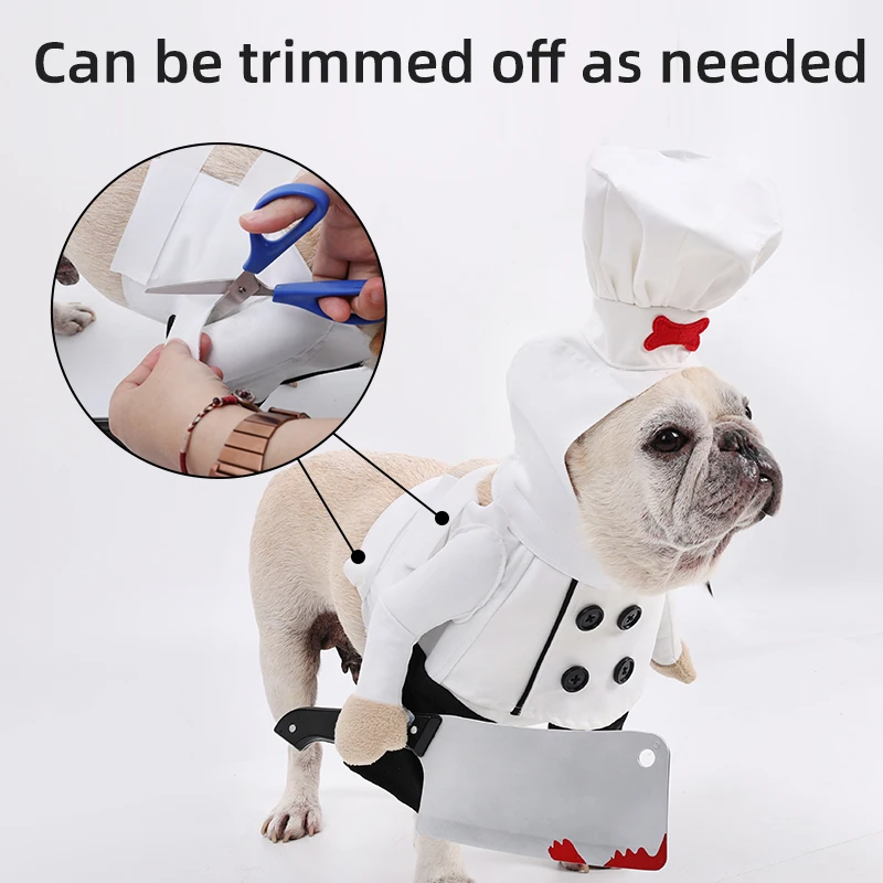 Disfraz divertido de Chef para mascotas, disfraz de Halloween para perros o gatos, ajuste libre, disfraz de Chef para mascotas, ropa para festivales de Cosplay - imagen 4