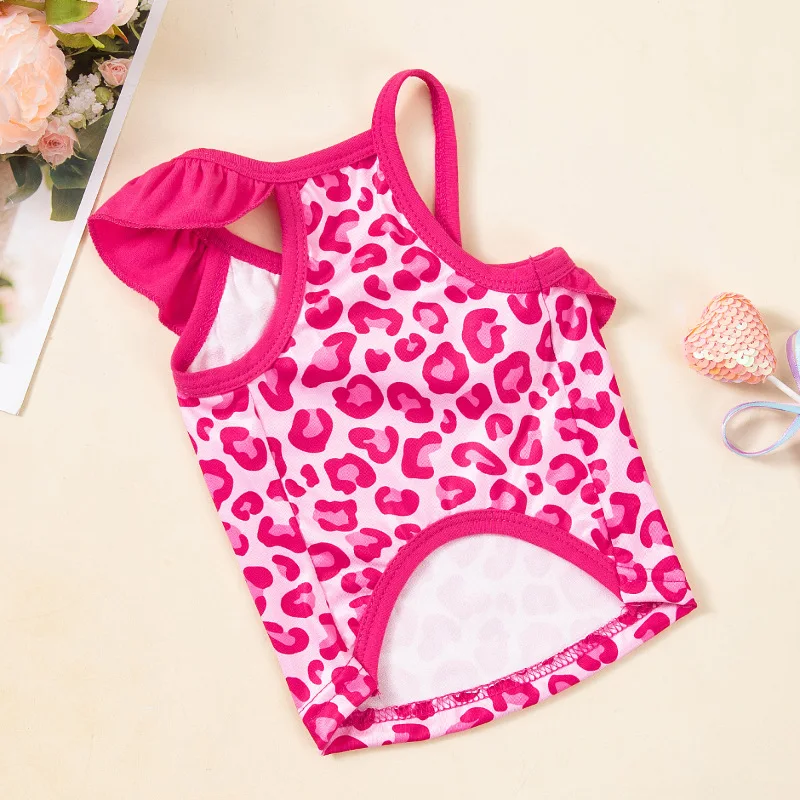 Vestido con estampado de leopardo para perro, vestido de dos piernas con tirantes de encaje de primavera para mascotas, vestidos para perros de peluche, ropa para cachorros pequeños - imagen 3