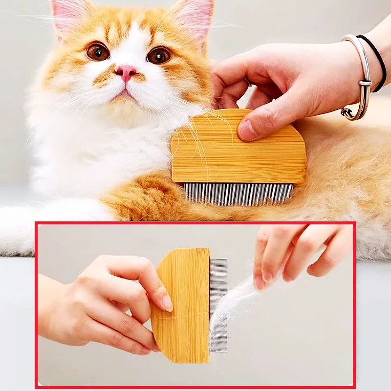 Peine para perros, cepillo de madera para perros, removedor de pelo para mascotas, cuidado de perros, peine denso de bambú para gatos, Limpieza del cabello, masaje, cepillo para gatos, productos para mascotas - imagen 2