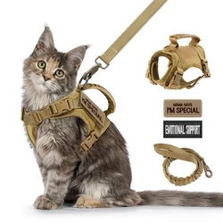Arnés táctico para gatos y perros pequeños con asa y parches