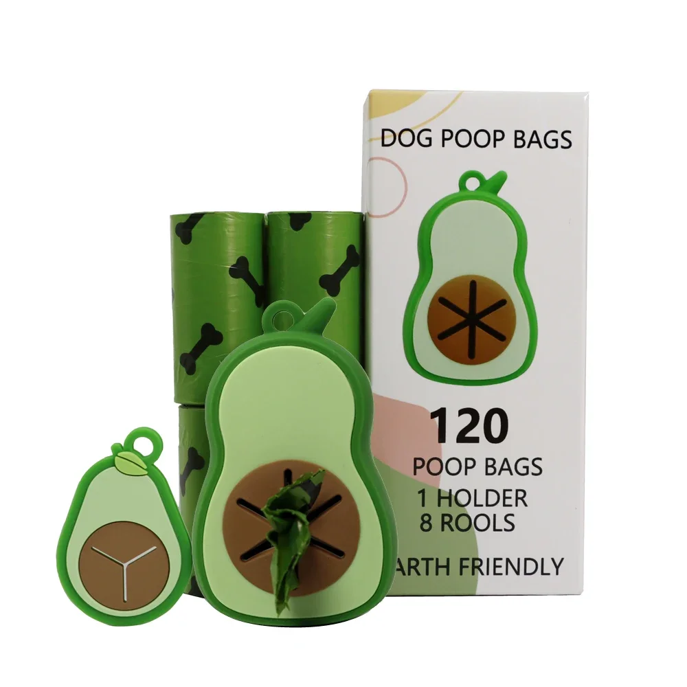 Bolsa de caca de perro compostable, ecológica, biodegradable, bolsa de mierda para mascotas, Clip, dispensador de soporte de bolsa de caca de silicona