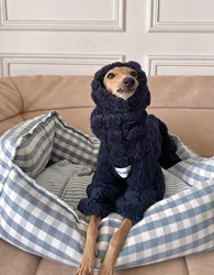 Abrigo de terciopelo azul para Bedlington y galgo italiano – Ropa de invierno