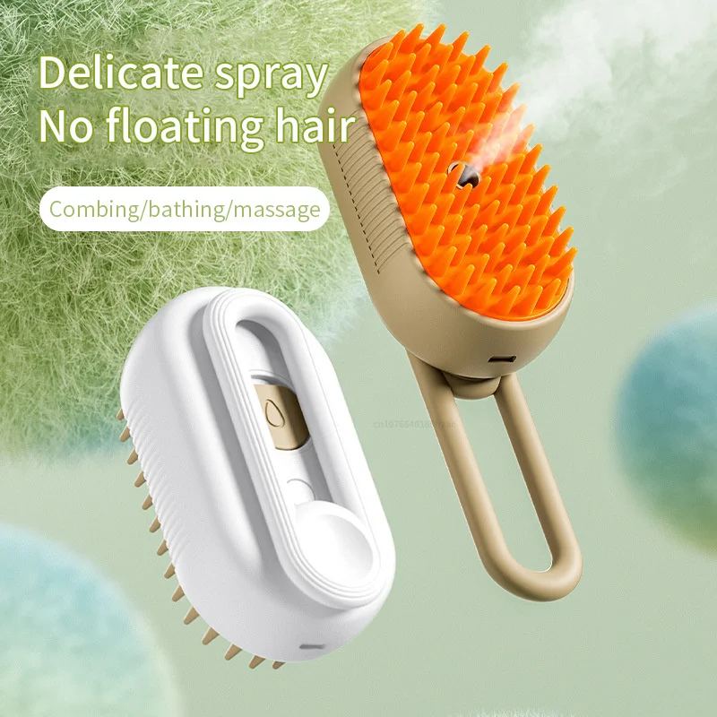Cepillo de vapor para mascotas, limpieza de perros y gatos, masaje en aerosol vapor, peine de belleza 3 en 1, suministros de aseo para depilación, accesorios para mascotas