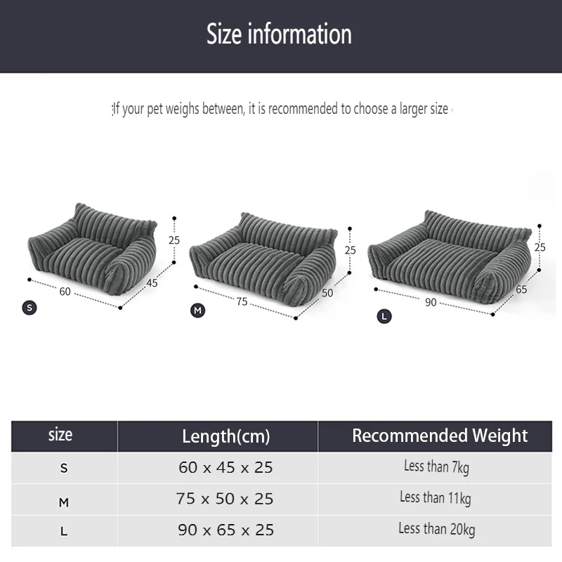 Cama cálida para gatos de invierno, sofá extraíble y lavable, nido para gatos, cama suave a rayas para mascotas para perros pequeños y medianos, cómoda cama para cachorros de peluche - imagen 5