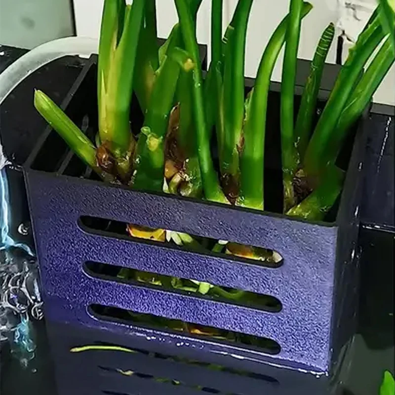 Decoraciones para peceras de mascotas, soporte para plantas de acuario, almacenamiento de plantas hidropónicas, plástico, cuadrado, hueco, cesta de almacenamiento - imagen 5